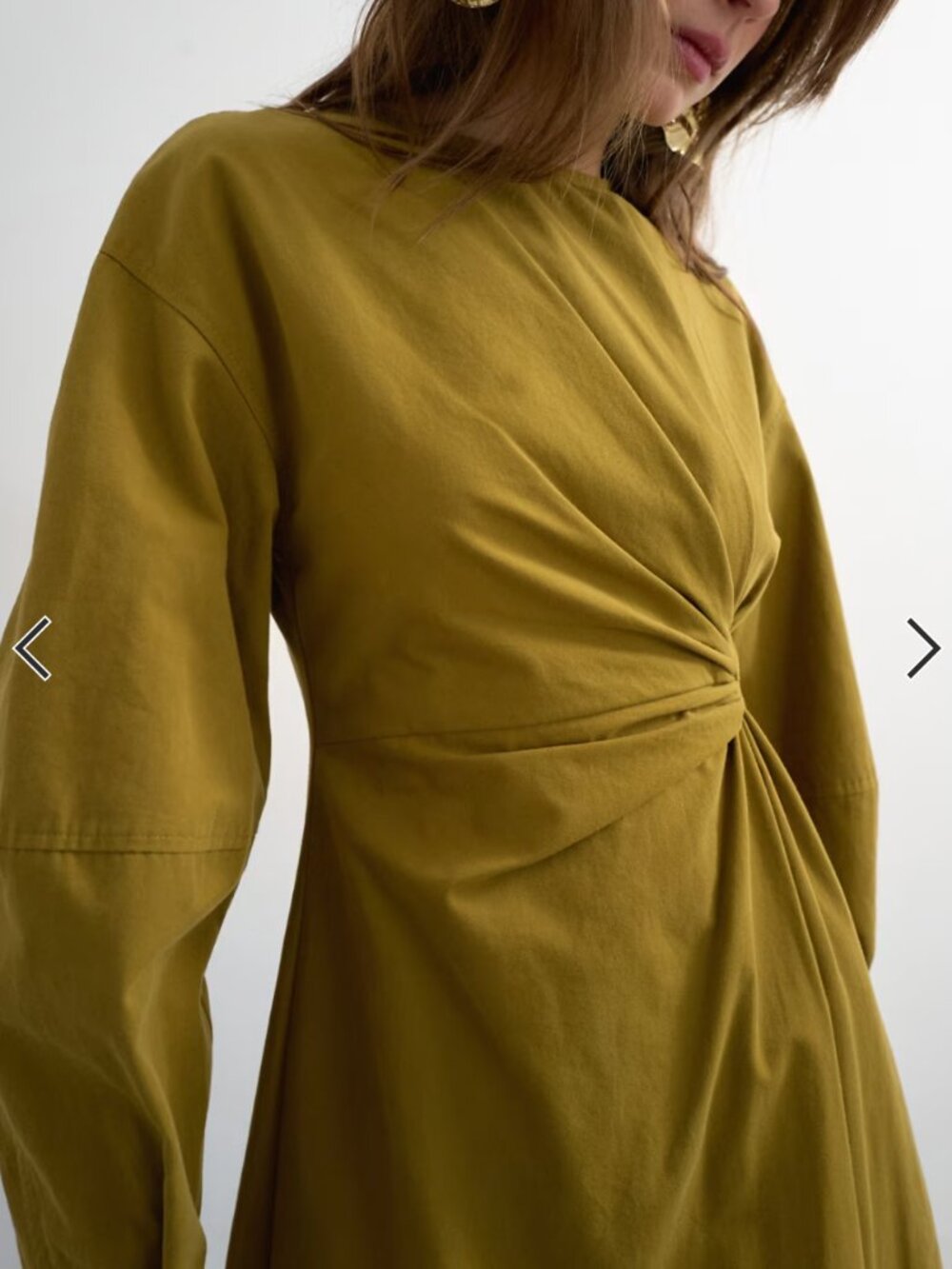 Topshop knot detail midi dress with asymmetric hem in khaki green - Picture 3 of 5
